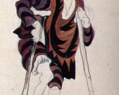 巴勃罗 毕加索 : 芭蕾舞剧《三角帽》服装设计：拄拐杖的老人